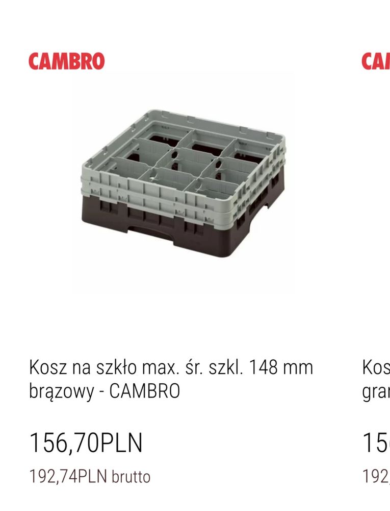 Kosz na szklo cambro rak na kieliszki