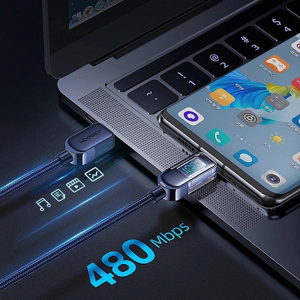 Kabel Joyroom S-CC100A4 USB-C - USB-C 100W 480Mb/s 1,2m - niebieski