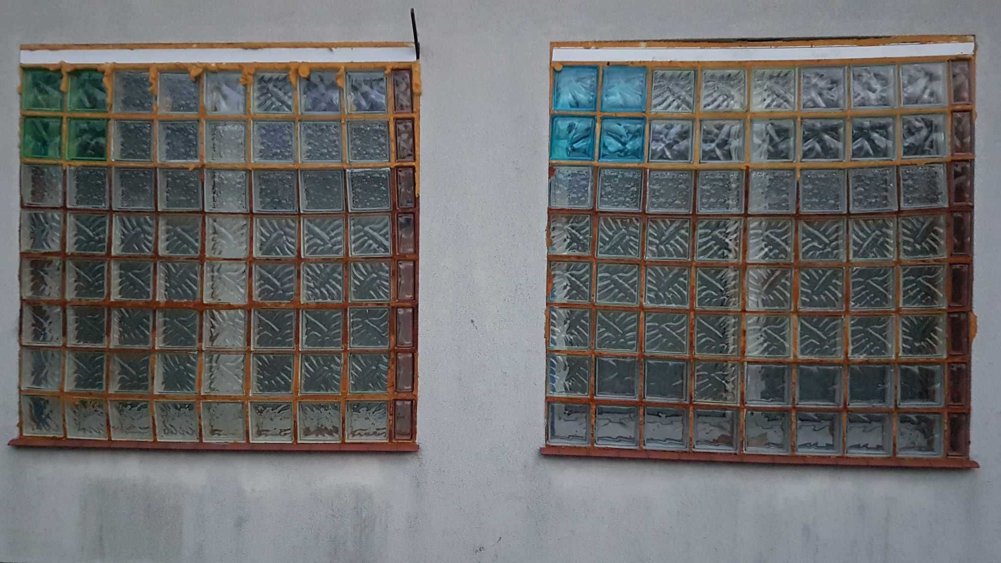 Luksfer, pustak szklany bezbarwny 19x19cm łososiowy 19x9x8 używane