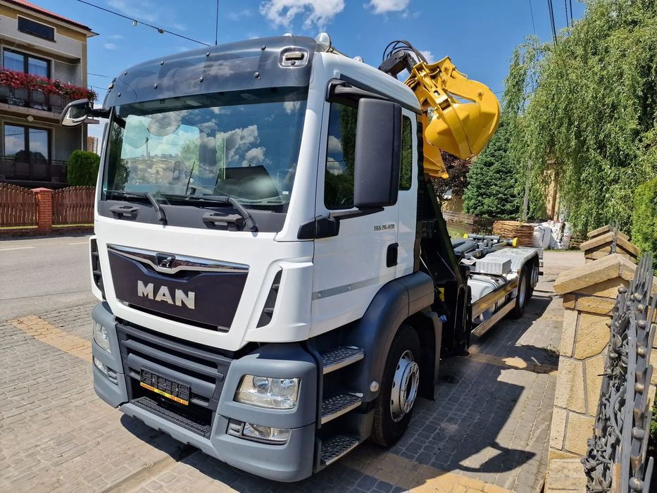MAN TGS 26.420  Man z hakiem Meiller i Hds Loglift