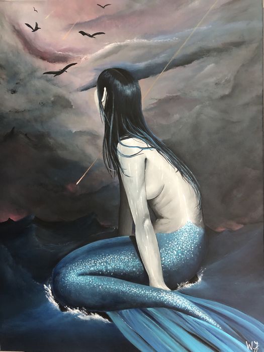 Obraz recznie malowany syrena