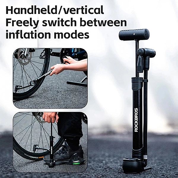 Pompka rowerowa Rockbros z manometrem - czarna