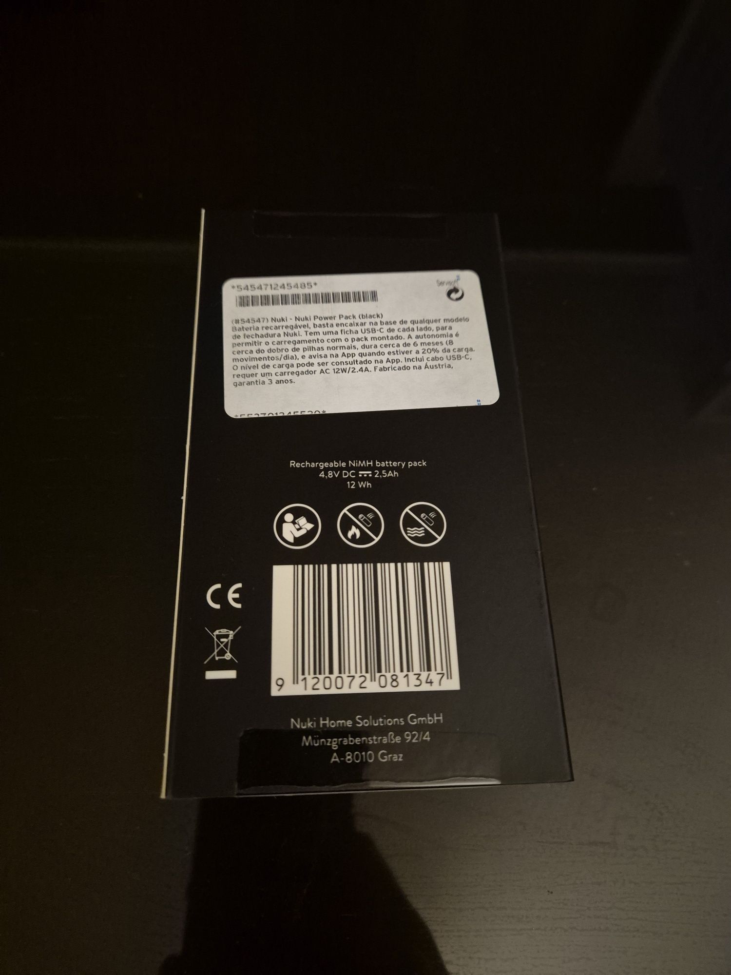 Nuki Power Pack - Bateria para Fechadura Inteligente - Preto