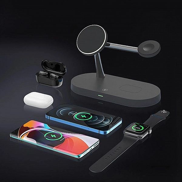 Bezprzewodowa ładowarka 3w1 MagSafe stojąca do iPhone i Apple Watch