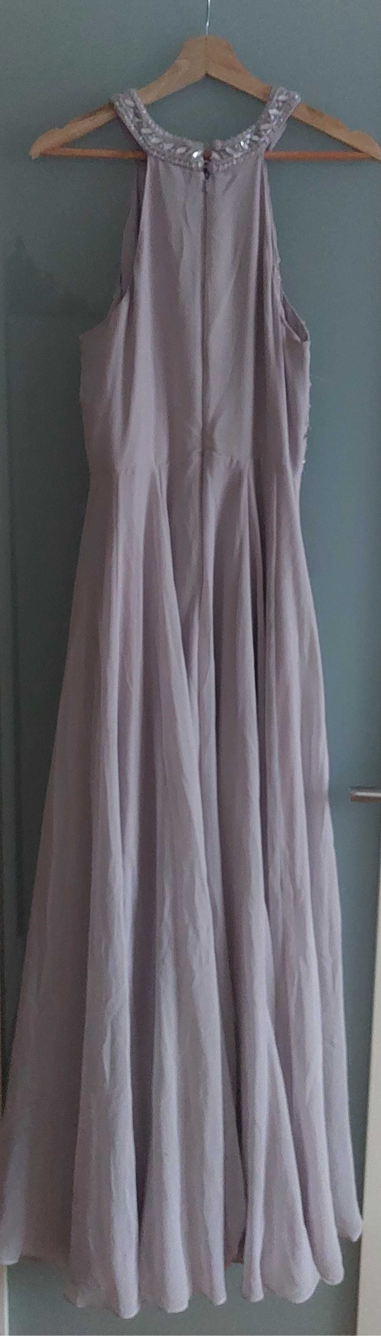 Elegancka sukienka wieczorowa szara z kamieniami ASOS 42/XL