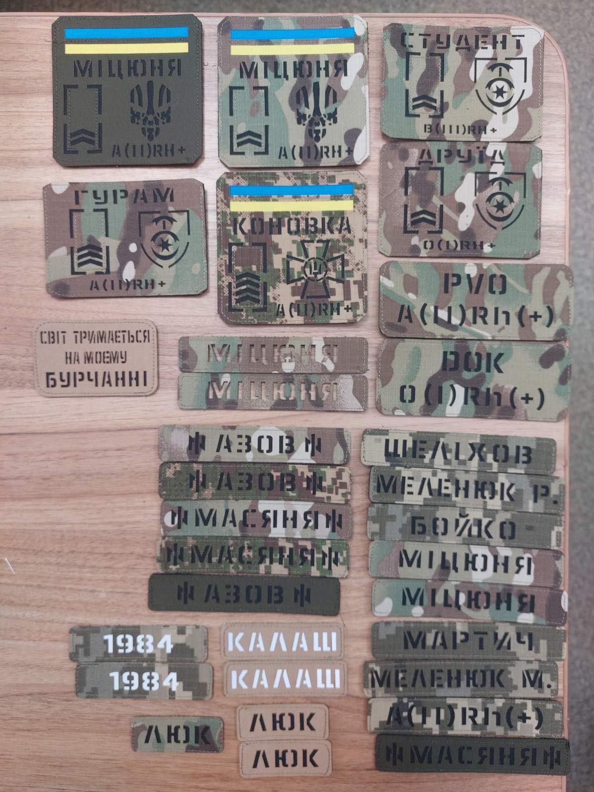 Погони Шеврони Позивні Групи крові Прізвища