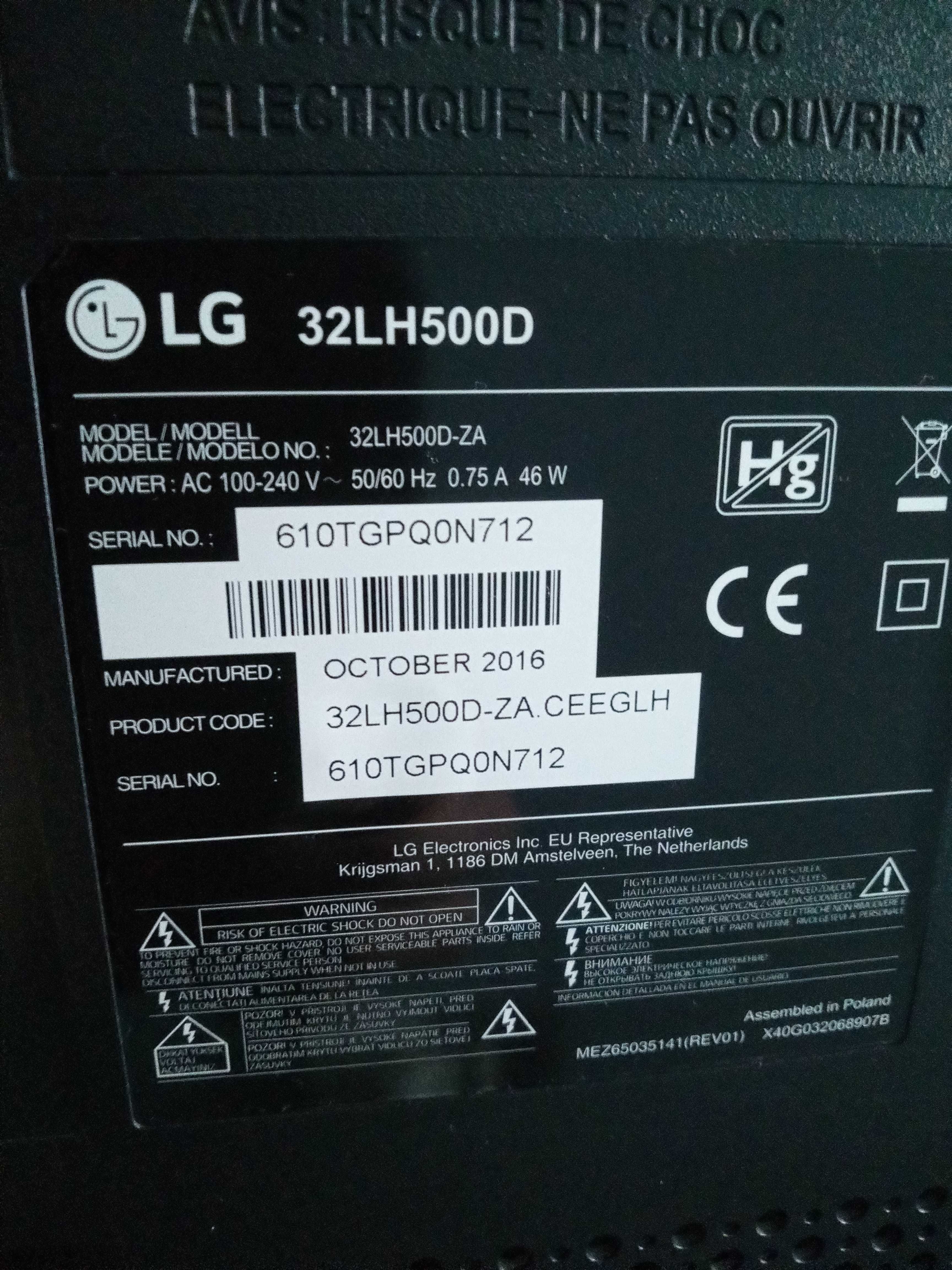 Sprzedam sprawny telewizor LG 32 cale z dekoderem, pilotem i kablami.