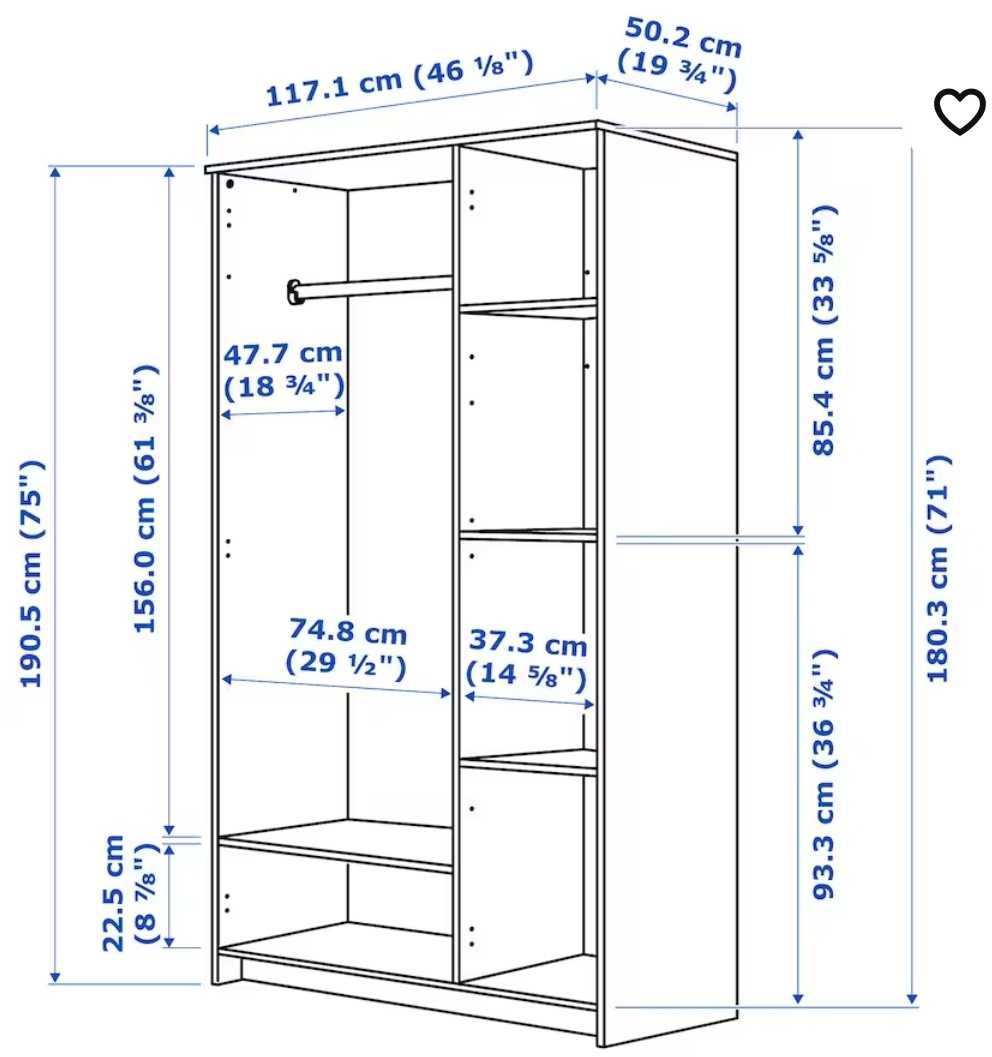 Biała szafa 3 drzwiowa z lustrem IKEA