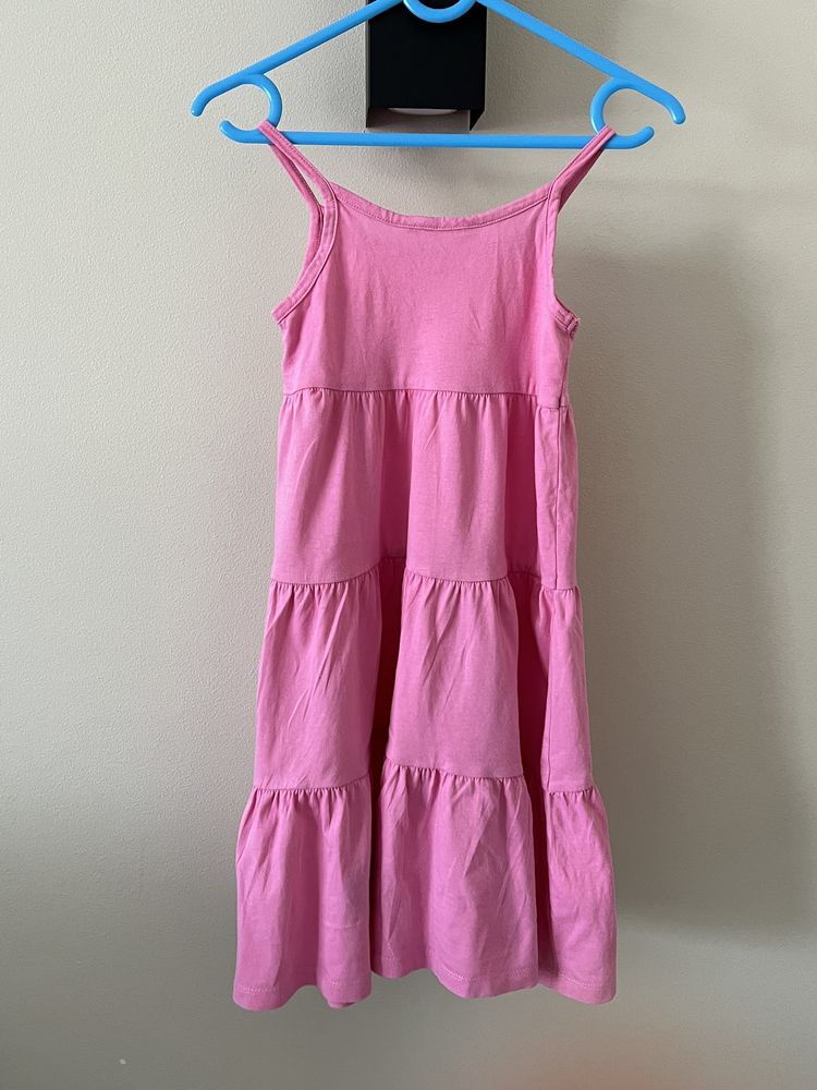 H&M różowa panelowa sukienka na szelkach r. 110,116 4-6 lat