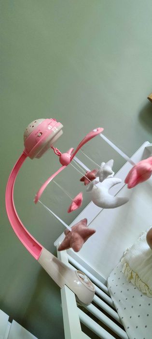Karuzela elektryczna z projektorem i pozytywką, różowa Canpol babies