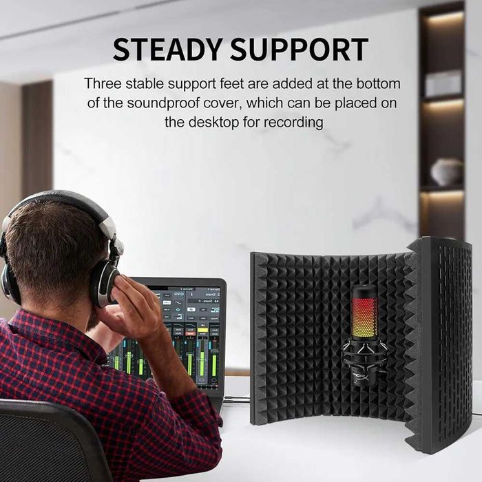 Aokeo Osłona izolacyjna, profesjonalna osłona mikrofonu, składany.