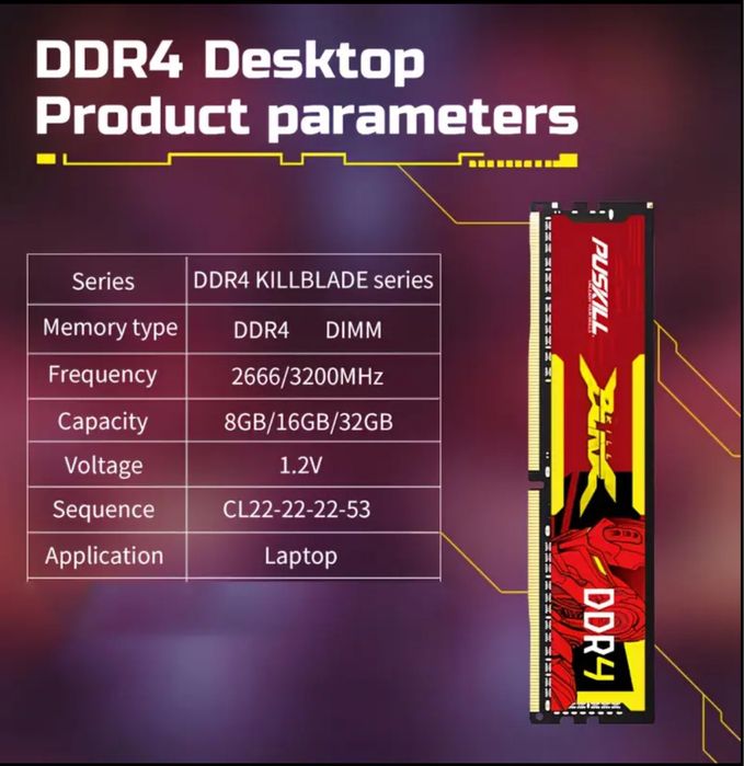 DDR4 8gb 3200MHz Pusskill Killblade