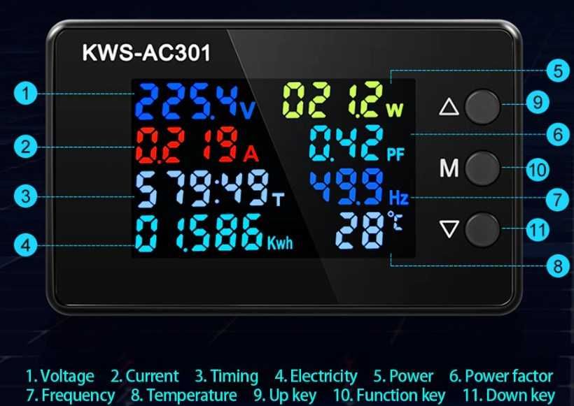 Цифровой Вольтметр Амперметр KWS-AC301