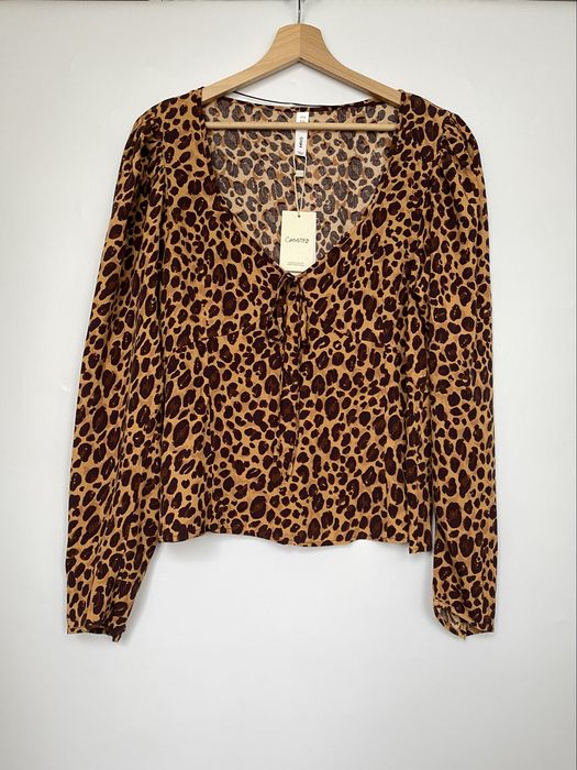 Bluzka w panterkę z długim rękawem nowa 100% wiskoza Mango XL /42