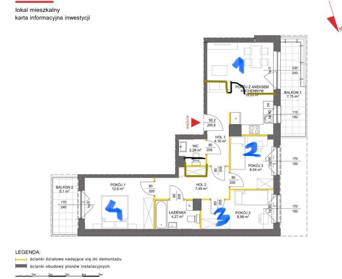 Pokoj 12.6m, nowe mieszkanie i osiele, Łopuszanska
