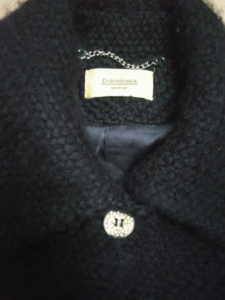 Пальто чёрное шерстяное с мохером "Dolcedonna"