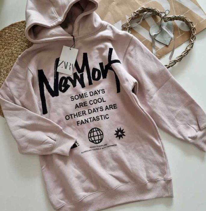 Zara тепла сукня худі туніка на дівчинку утеплена на флісі 152 (11-12)