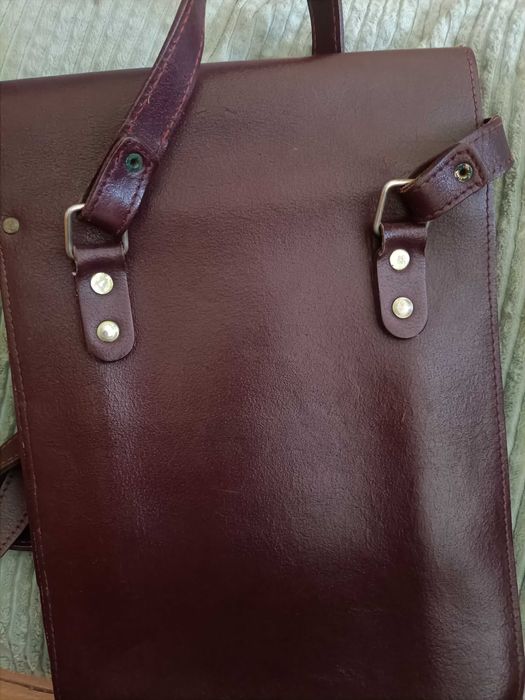 Raportówka teczka torba brązowa skórzana stara