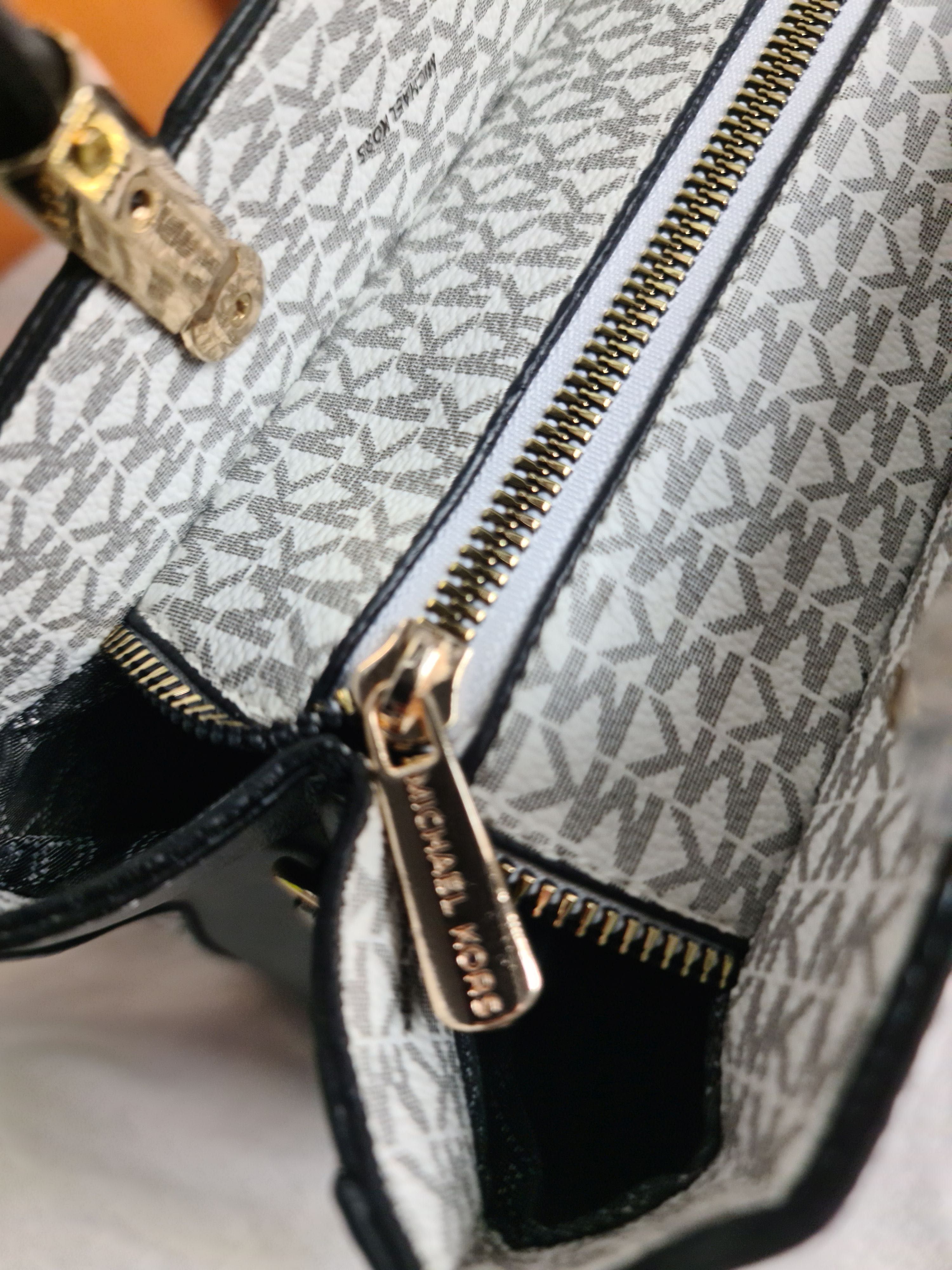 Torba dlugie raczki damska Michael Kors monogram MK biala serduszko