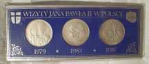 110zł Św. Jan Paweł II unikatowe stare medale 1979r. 1983r. 1987r ...