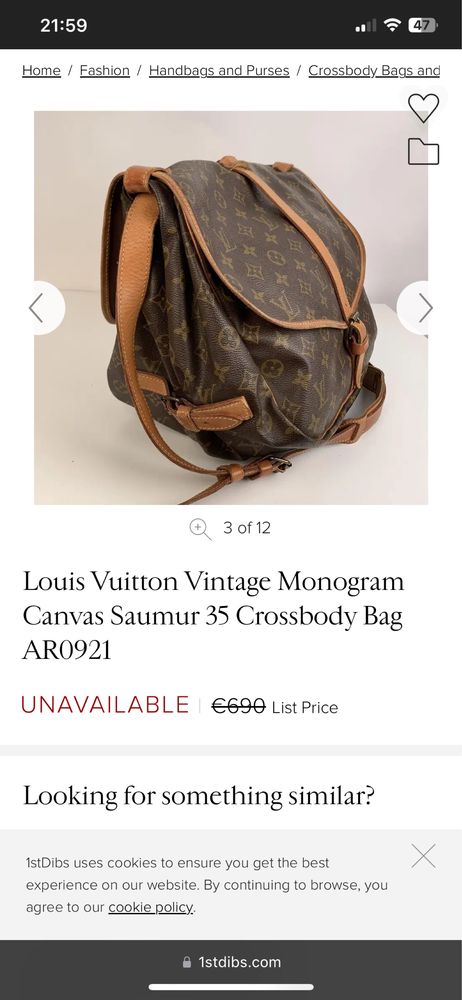 Torebka Louis Vuitton Saumur 30  AR0921 Torba na ramię Monogram