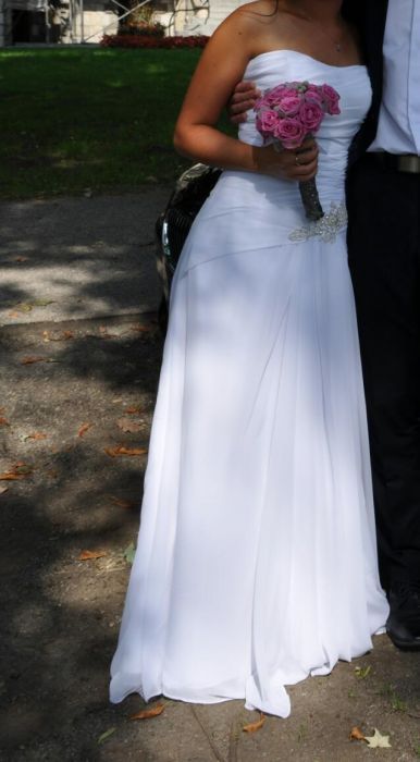 Suknia sukienka elegancka delikatna ślubna Biała 36