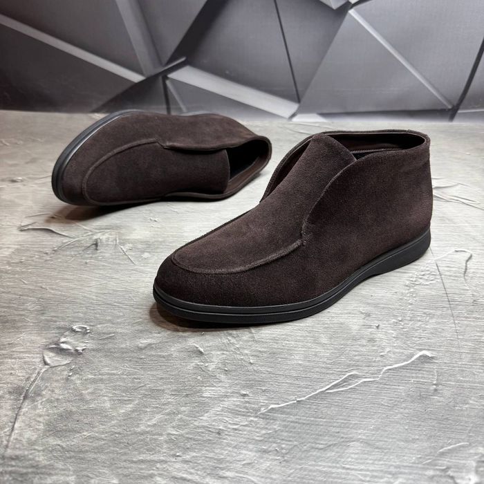 Ботинки Зимние ЛОФЕРЫ Замшевые мужские LORO PIANA Top! Замша + МЕХ!