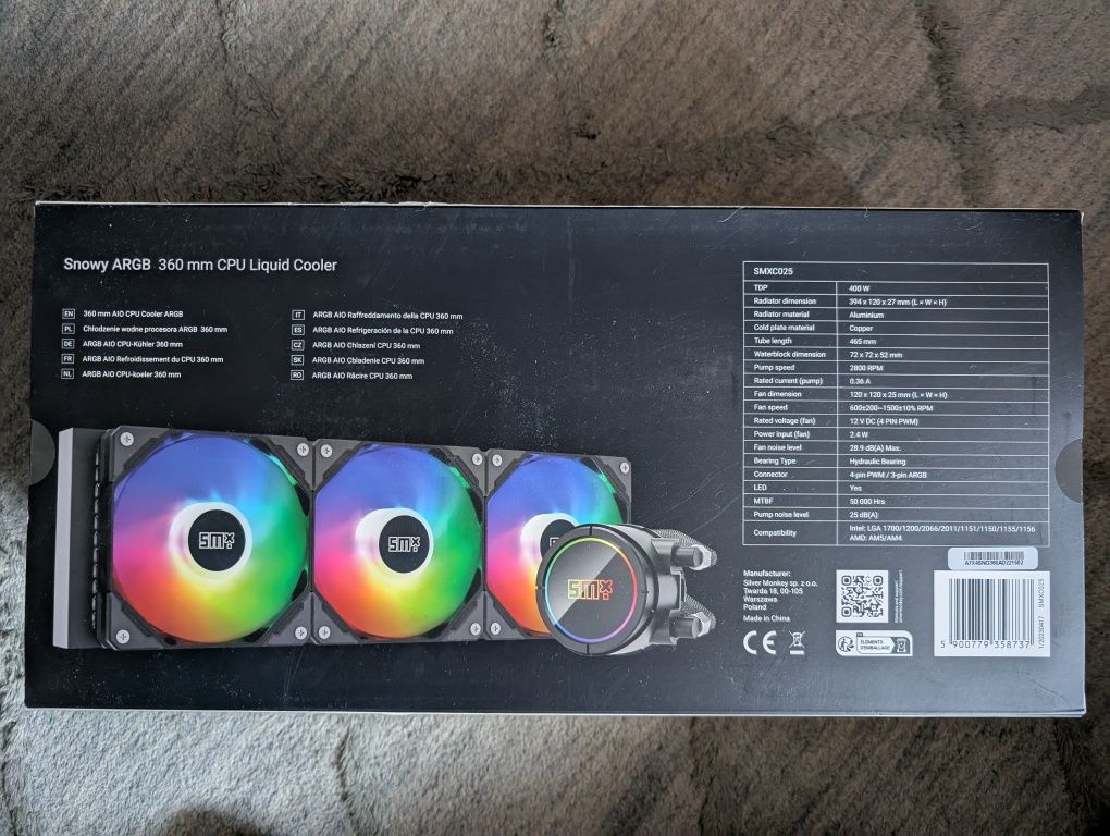 Nowe chłodzenie wodne procesora - Snowy ARGB 360 mm CPU Liquid Cooler