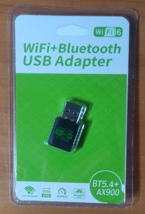 Bluetooth 5.4 + WiFi 6 AX900 2-в-1 (USB адаптер)