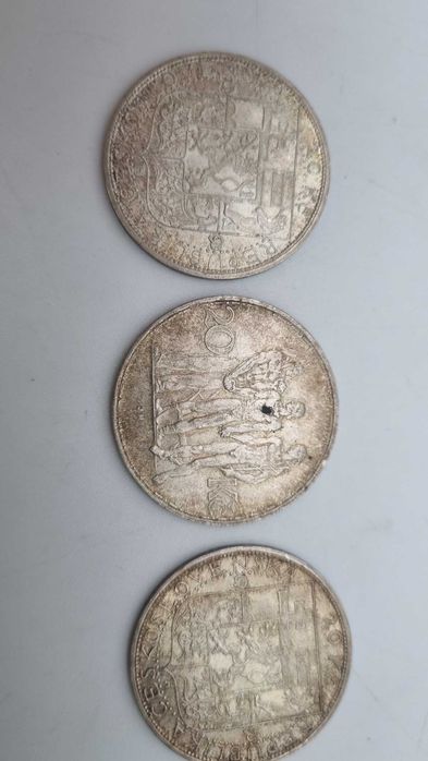 3x moneta srebrna 20 koron czechosłowackich przedwojenne