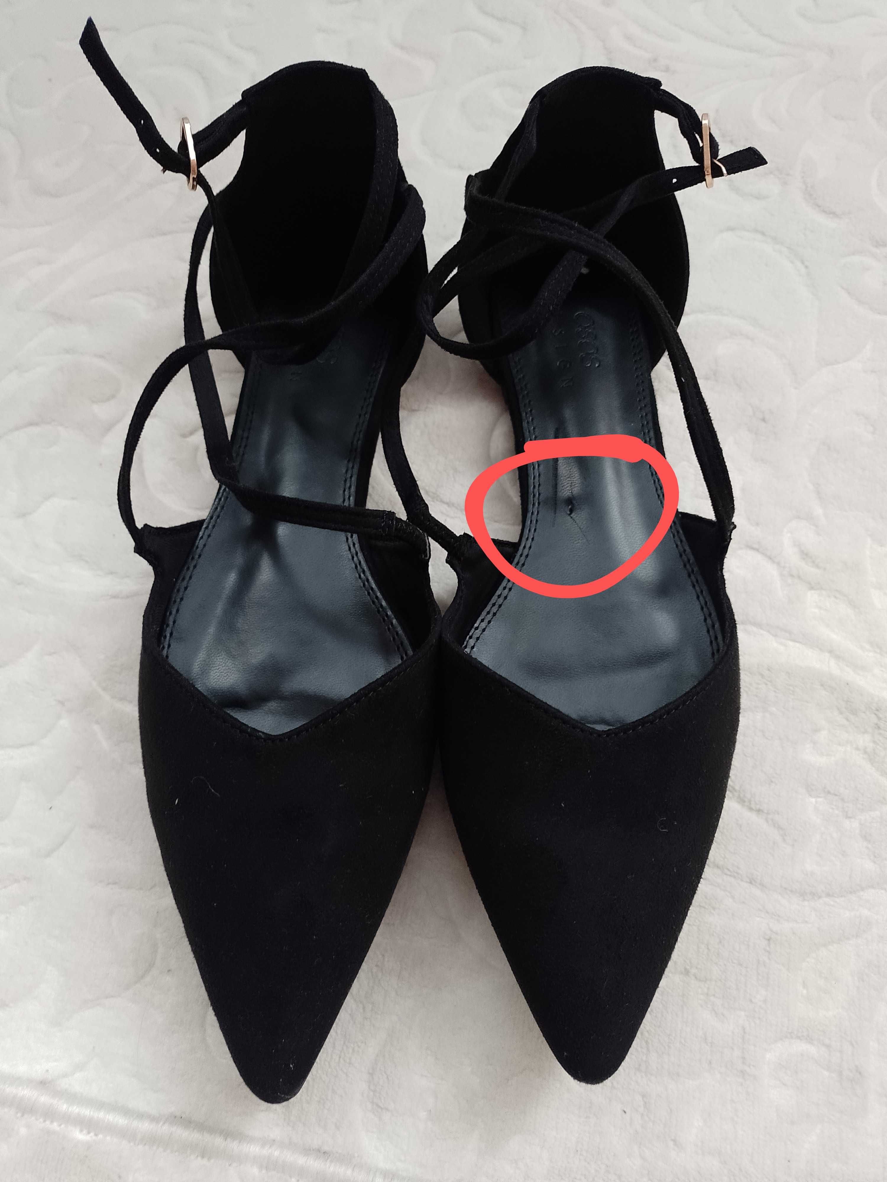 (40) ASOS) czarne, zmysłowe baleriny z zapięciem z Londynu, NOWE