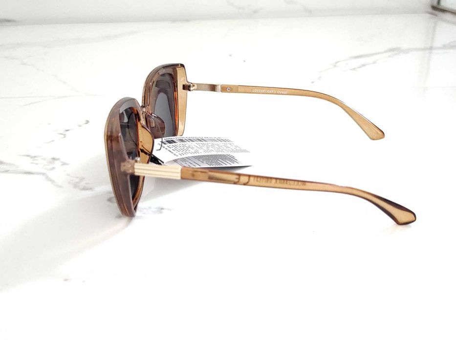 Okulary przeciwsłoneczne damskie WÓLCZANKA brązowe Nowe