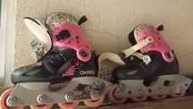 Patins em cor rosa para as meninas