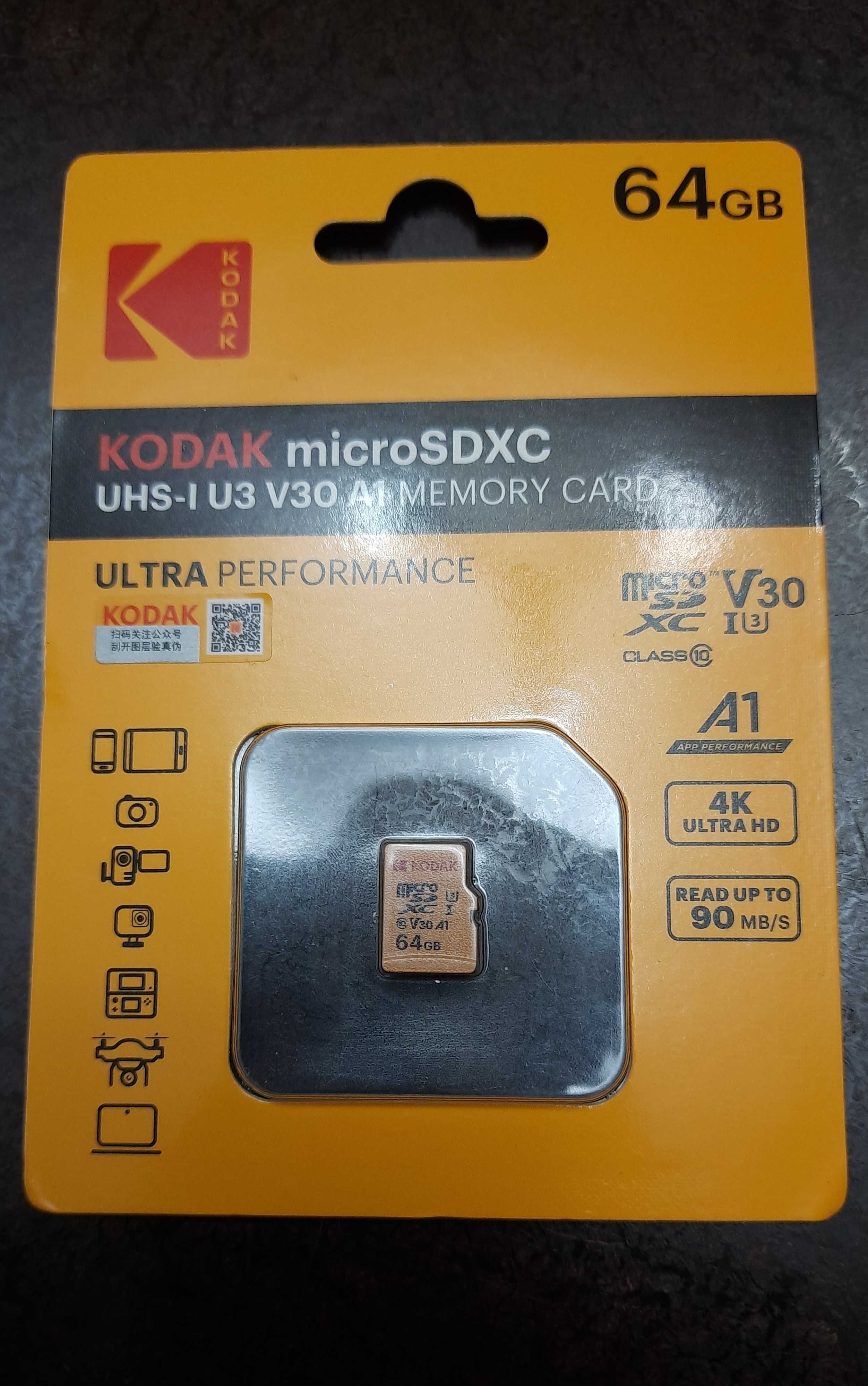 Kodak 64Gb microSDXC UHS-I U3 карта памяти микро сд USB Flash 64 Гб
