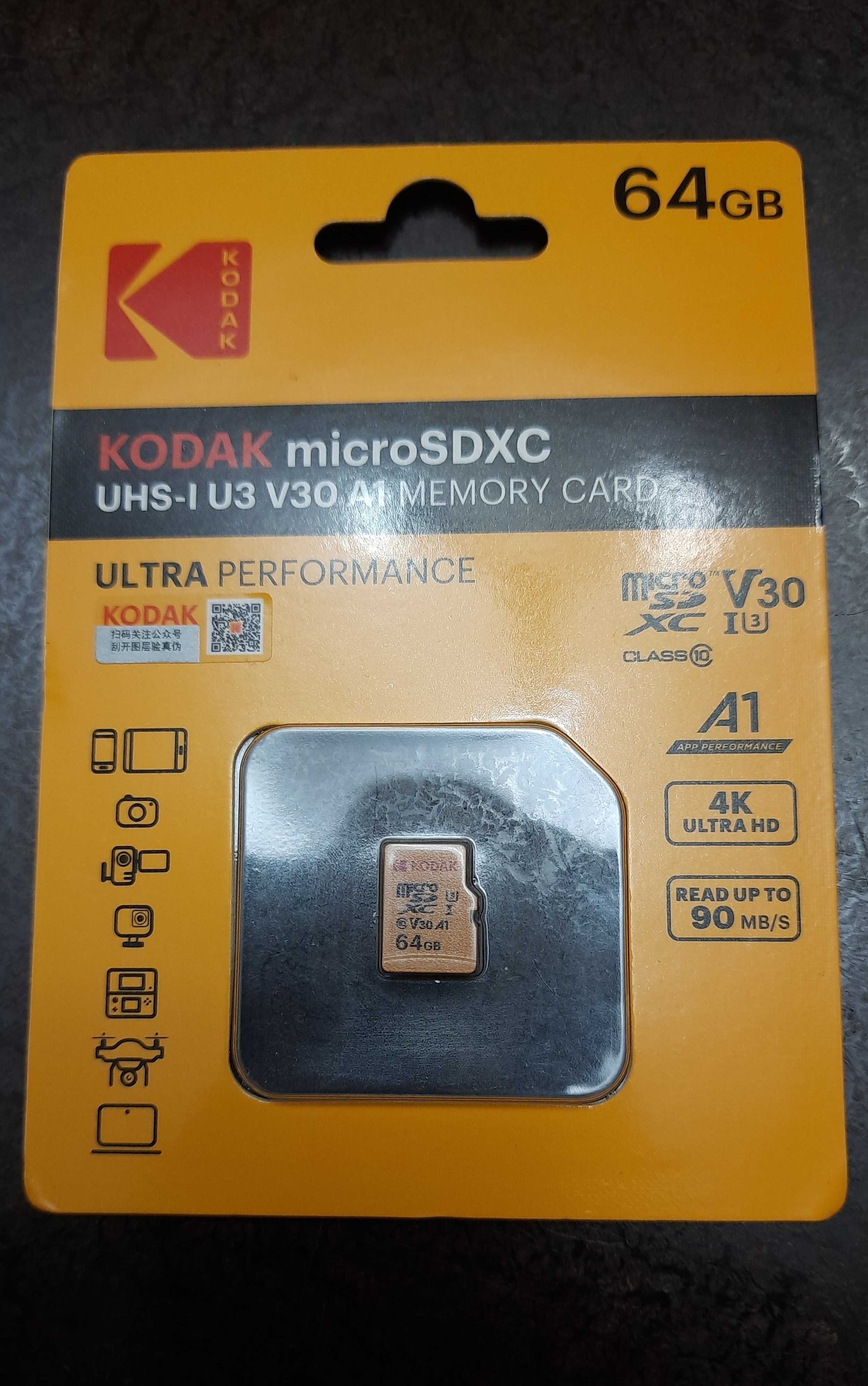 Kodak 64Gb 128Gb microSDXC UHS-I U3 карта памяти микро сд USB Flash ГБ