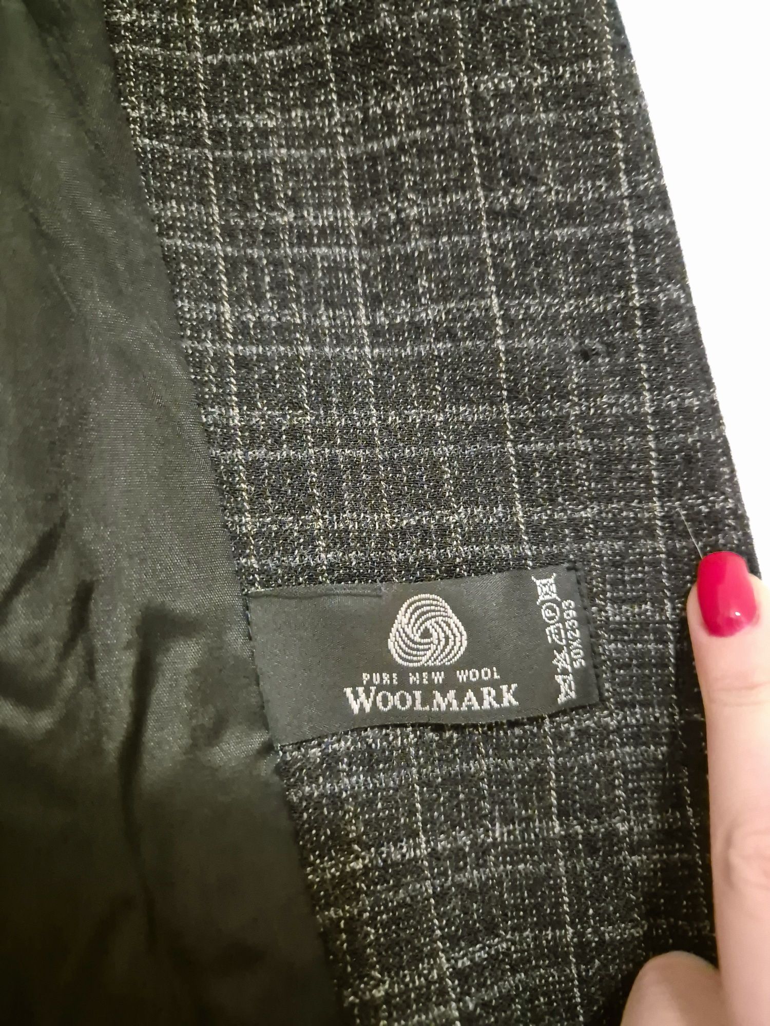 Grafitowa marynarka w kratę oversize Precis Petite wełna wool woolmark