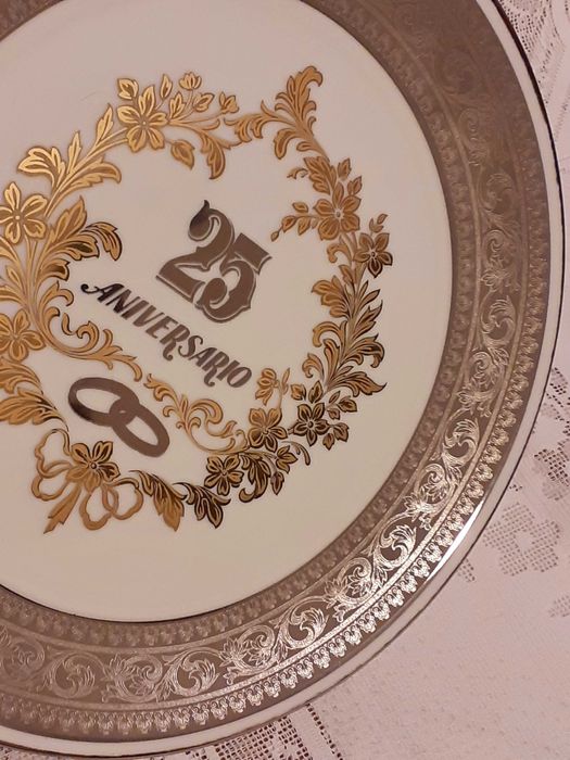 Prato 25º Aniversário, Bodas Prata. Como novo!