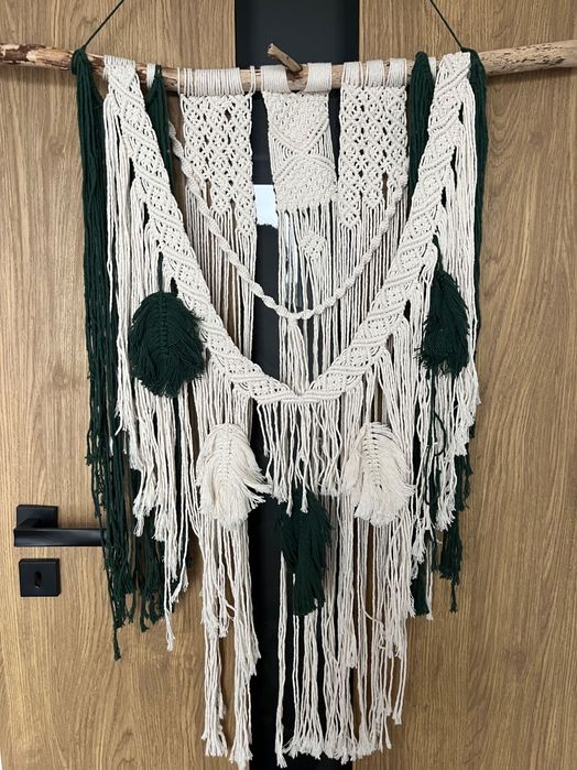 Makrama zielona i śmietankowa boho