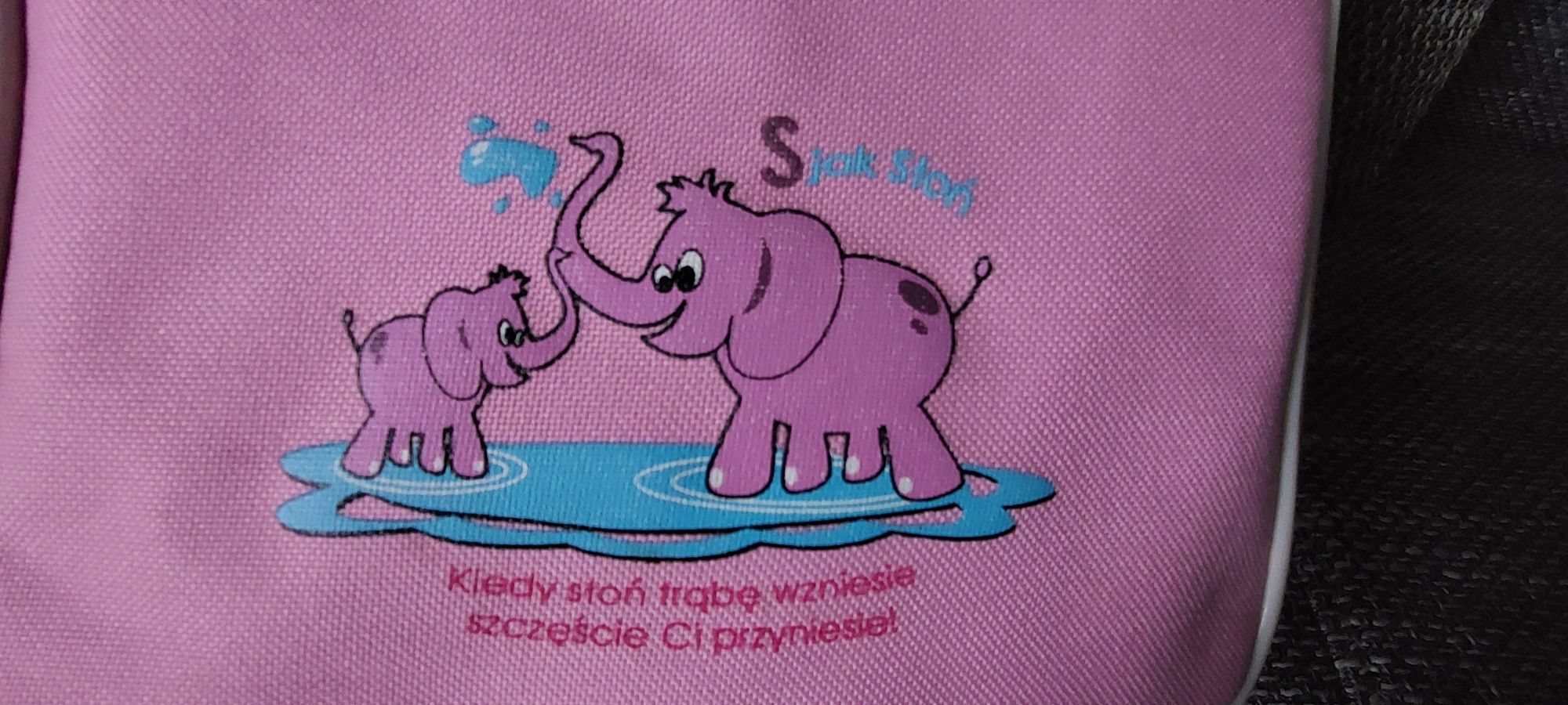 Plecaczek różowy niużywany z słonikiem.