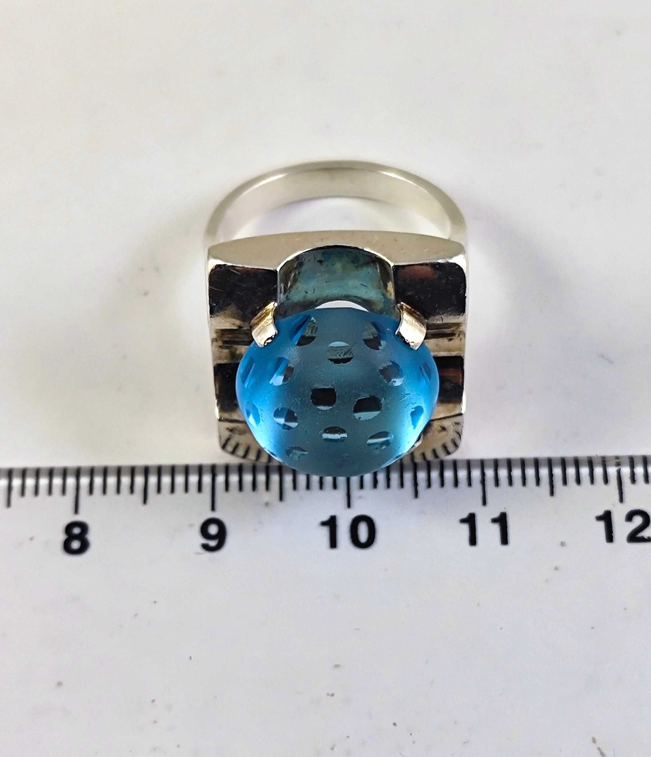 Новое Оригинальное Серебряное кольцо 875 крупный камень голубого цвета