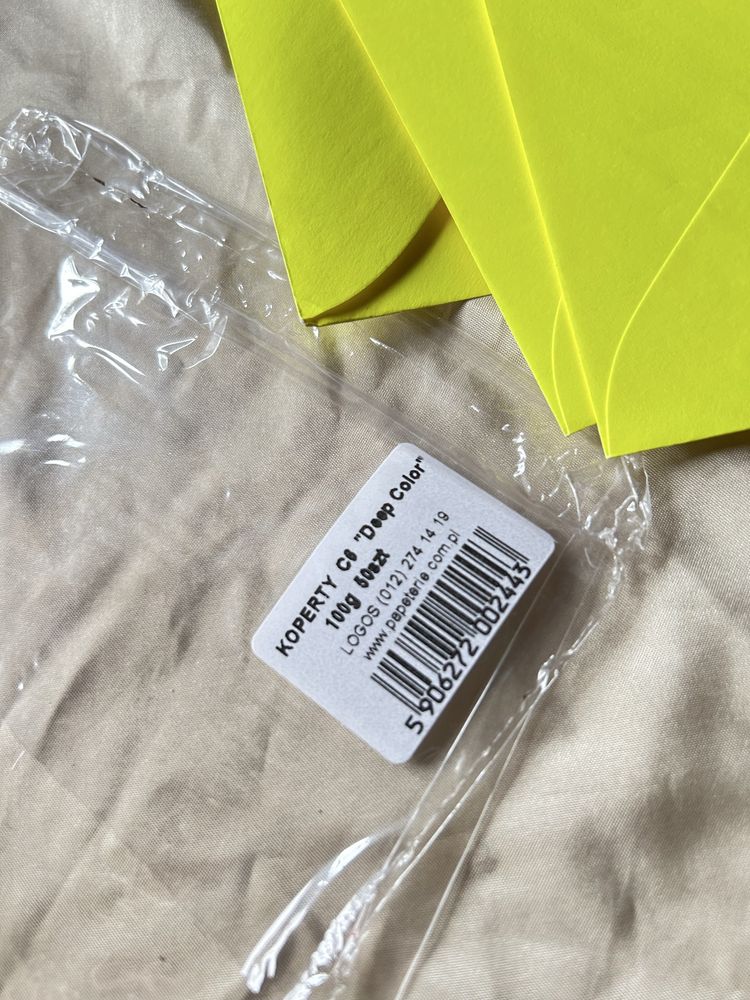 25 szt. Zestaw koperty żółte NEON fluo rozmiar C6