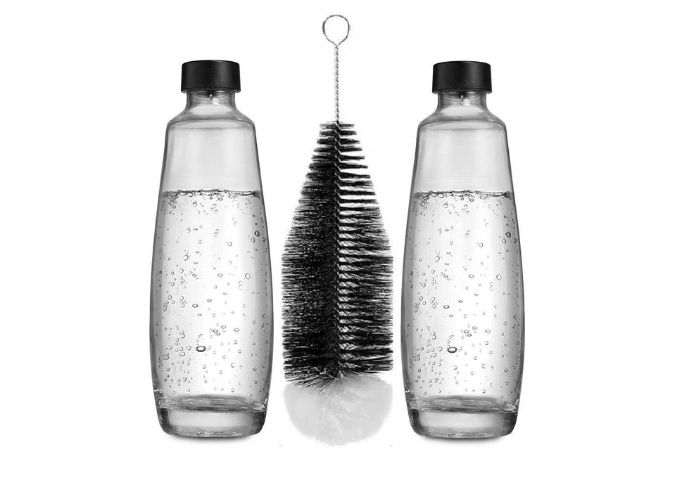 2 szklane butelki Sodastream DUO - nowe, pojemność 1l. + szczotka
