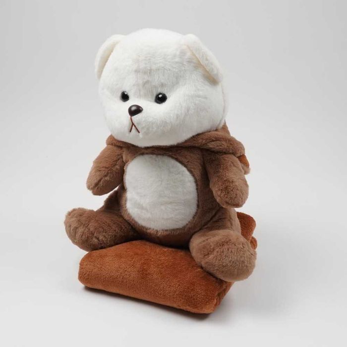 Плед-подушка игрушка 3в1 Мишка с капюшоном 40см