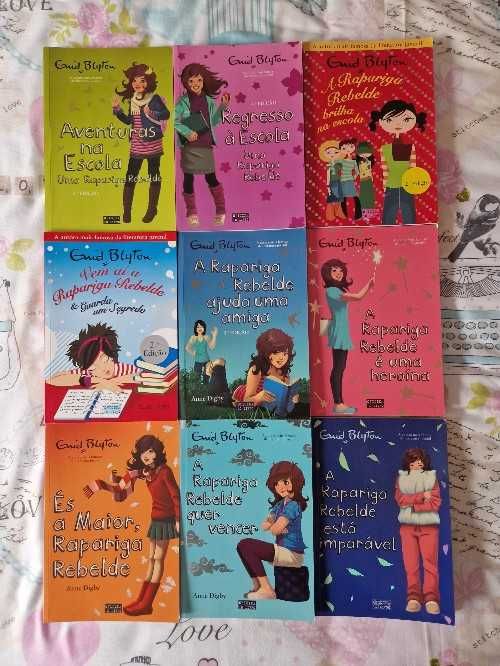 9 livros da coleção juvenil "A Rapariga Rebelde" de Enid Blyton
