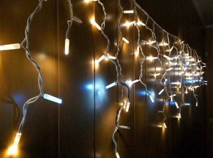 БІЛЕ СВІТЛО! Вулична Бахрома. Гирлянда LED белый кабель хвойная лапа