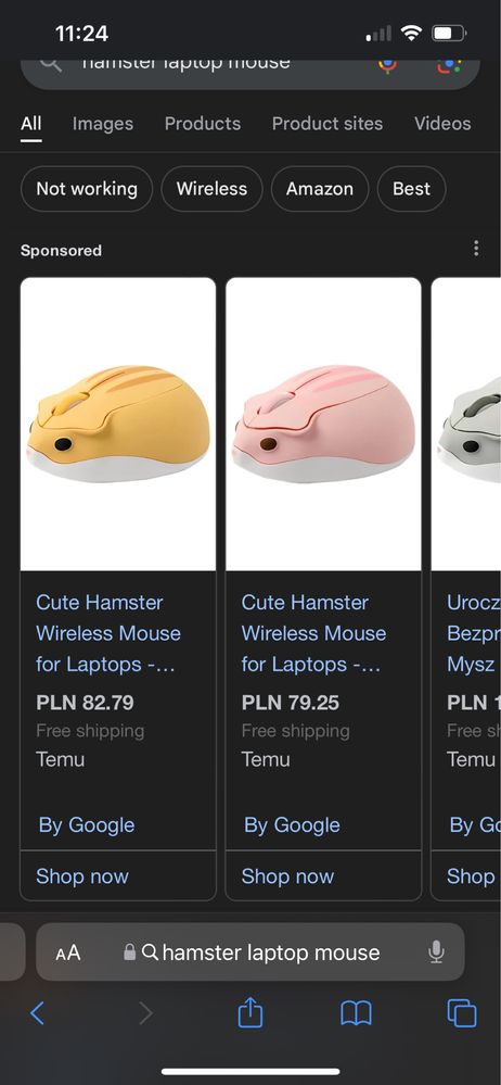 Mysz myszka bezprzewodowa chomik chomiczek do laptopa komputera