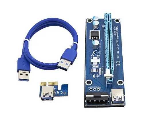 Райзер PCI-E x1/16x 60cm USB 3.0 Cable, SATA to 6Pin Power v.007, б/в