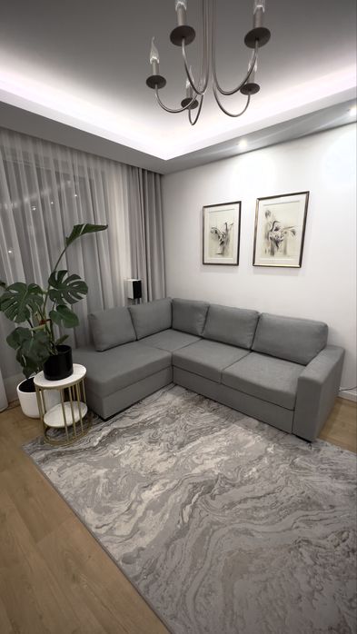 Kanapa sofa naroznik szara materialowa funkcja spania WYPRANA WCZORAJ