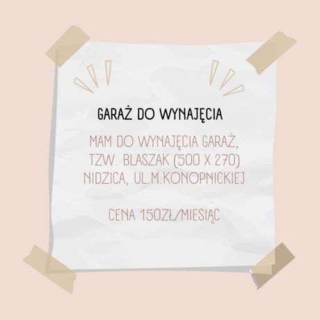 Garaż do wynajęcia