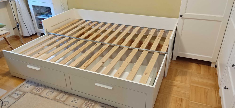 Łóżko IKEA BRIMNES [02] + 2 materace MALVIK (80x200/160x200)
